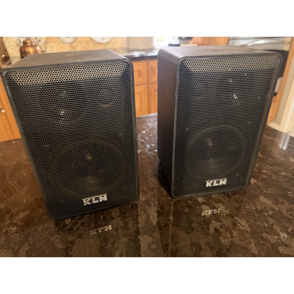 Pair of KLH Model 970A 3-Way Bookshelf Speakers Black Surround Sound Wired Tsted